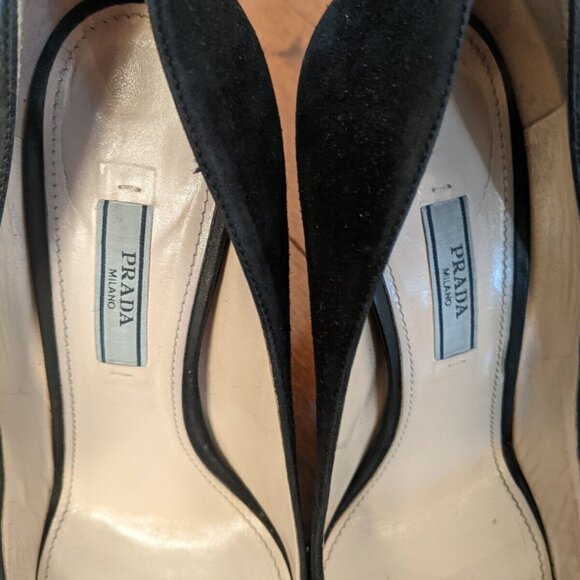 Prada women's black suede heels in size 37 - Picture 4 of 11